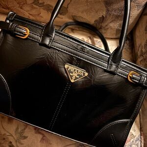 Black and Gold Leather Handbag